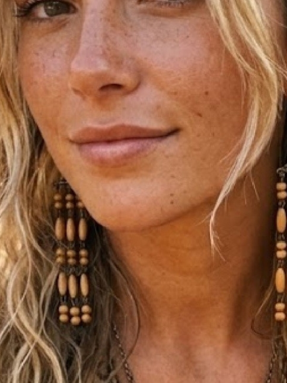 Boho Wooden Bead Drop Earrings - Brown
